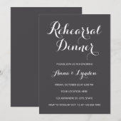 Chic bloeien | Houtskool grijs repetitie diner Kaart (Voorkant / Achterkant)