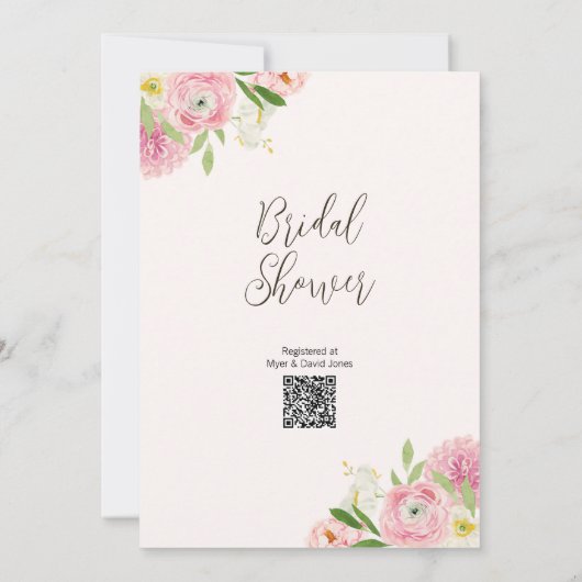 Chic Bloembladeren Prosecco QR Code Vrijgezellenfe Kaart (Achterkant)