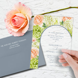 Chic Bloemen Blauwe Boog Bruiloft Acryl Uitnodigingen