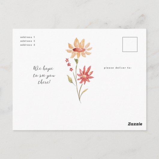 Chic Bloemen Blush Roze Baby shower Meisje Briefkaart (Achterkant)