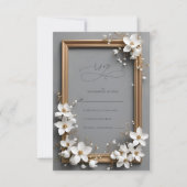 Chic  Bloemen Gouden Lijst bruiloft RSVP Kaartje (Voorkant)
