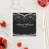 Chic Bloemen Kroonluchter Zwarte Huwelijk Servet (Insitu)