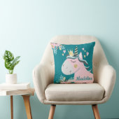 Chic Bloemen Magische Eenhoorn Meisje Gepersonalis Kussen (Stoel)