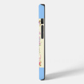 Chic  Bloemen Vlinder iPhone 14 Hoesje Blauw (Achterkant / Links)