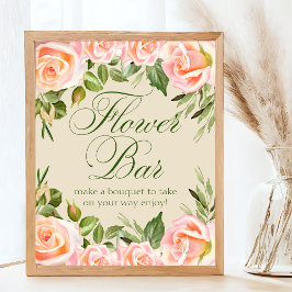Chic Bloemen Vrijgezellenfeest Bloem Bar Teken Poster