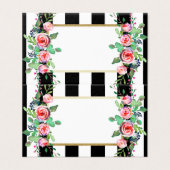 Chic Bloemen Zwarte Strepen Gouden Huwelijk Kaart (Buitenkant ongevouwen)