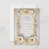 Chic  bloemengele stijl bruiloft RSVP kaartje (Voorkant)