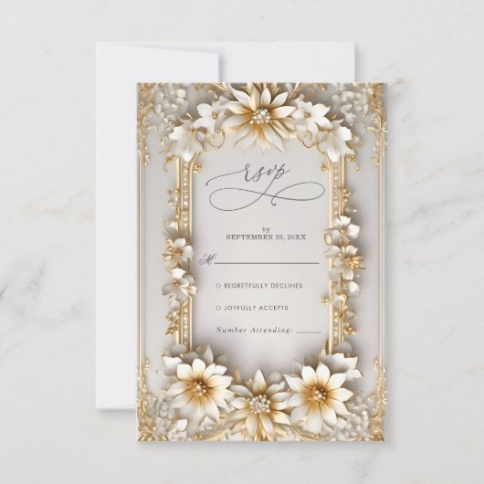 Chic  bloemengele stijl bruiloft RSVP kaartje (Voorkant)