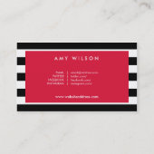Chic Blogger Social Media Black en White Stripes Visitekaartje (Achterkant)