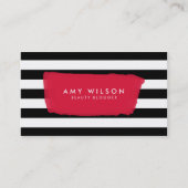 Chic Blogger Social Media Black en White Stripes Visitekaartje (Voorkant)