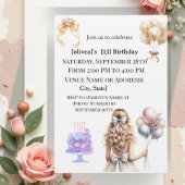 Chic Blonde Girl 13th Birthday Party Invitation Kaart