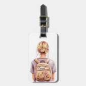 Chic Blonde Vrouw Illustratie Bagagelabel (Voorkant verticaal)