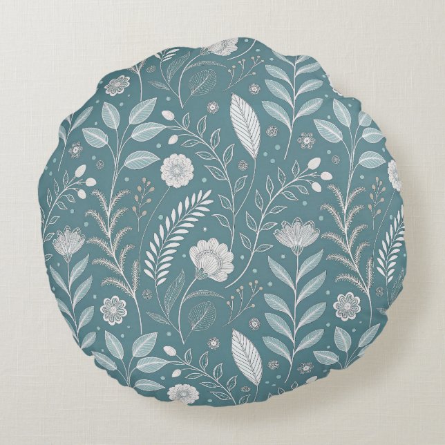 Chic Bloom Design Ronde Decoratieve Kussen (Achterkant)