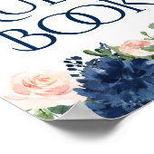 Chic Blooms | Marineblauw en Roze Bloem Gastboek H Poster (Hoek)