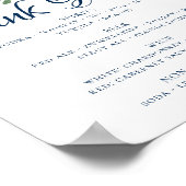 Chic Blooms | Navy Blauwe en Blozende Roze Drankka Poster (Hoek)