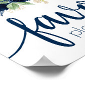 Chic Blooms | Navy en Blush Bloemen Bruiloftsfavor Poster (Hoek)