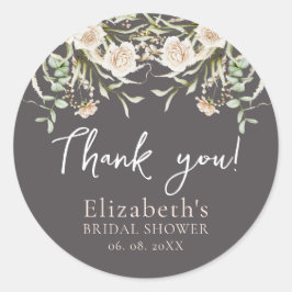 Chic Blossom Boho Bridal Shower Ronde Sticker