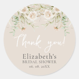 Chic Blossom Boho Bridal Shower Ronde Sticker