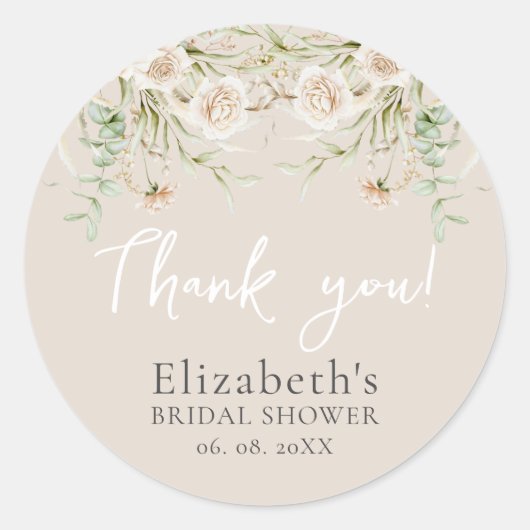Chic Blossom Boho Bridal Shower Ronde Sticker (Voorkant)