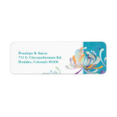 Chic Blossom Turquoise Wedding Return Address Etiket (Voorkant)