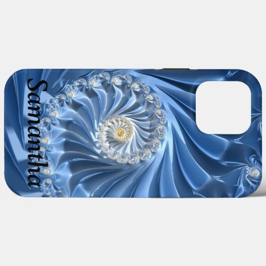Chic Blue Abstract Fractal Art Girly Naam Gift Case-Mate iPhone Case (Achterkant (horizontaal))