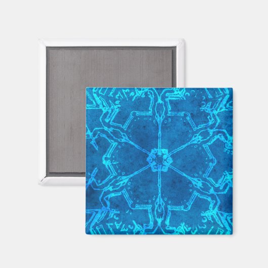Chic Blue Abstract Snowflake Magnet (Voorkant / Achterkant)