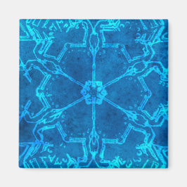Chic Blue Abstract Snowflake Magnet