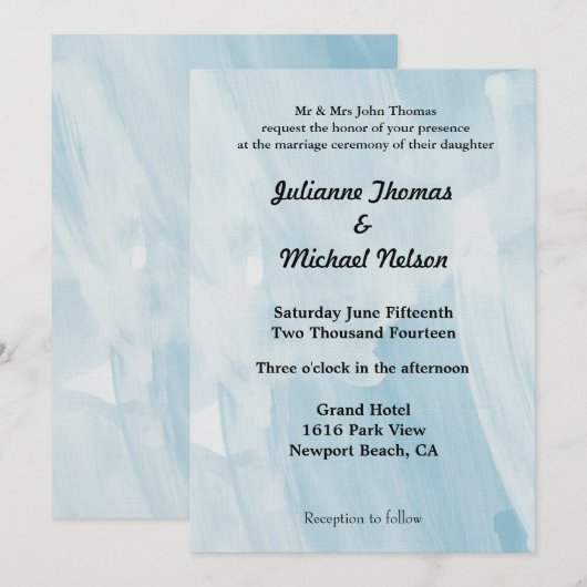 Chic Blue Abstracte bruiloft Kaart (Voorkant / Achterkant)