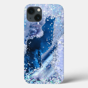 Chic Blue Agate met palescent Sparkles Case-Mate iPhone Case