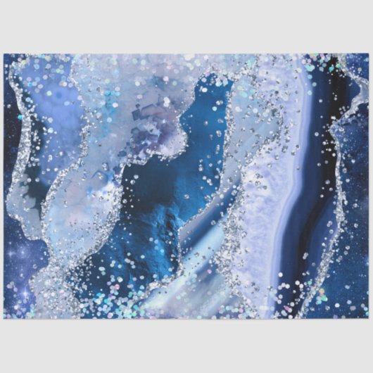 Chic Blue Agate w/Opalescent Sparkles Tissuepapier (Voorkant)