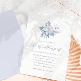 Chic Blue Airy Waterverf Bloemenfoto Kaart