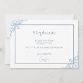 Chic Blue and White Maid of Honor Proposal Card Bedankkaart (Achterkant)
