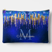 Chic blue aqua unicorn gold glitter druppelt monog etui (Voorkant)