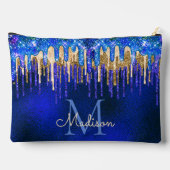 Chic blue aqua unicorn gold glitter druppelt monog etui (Achterkant)