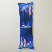 Chic blue aqua unicorn gold glitter druppelt monog