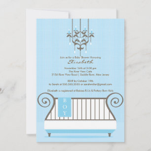 Chic Blue Baby Wieg Boy Baby shower Kaart