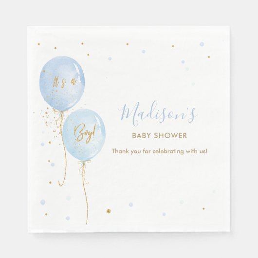 Chic Blue Balloons Boy Baby shower Servet (Voorkant)