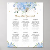 Chic Blue Balloons Floral Boy Baby shower Seating Poster (Voorkant)
