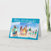 Chic Blue Beach Photo Collage Familie Kerstmis Feestdagen Kaart (Voorkant)