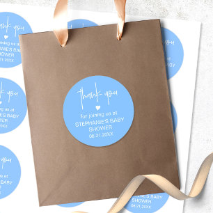 Chic Blue Bedankt baby shower Favor Gift Ronde Sticker