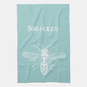 Chic Blue Bee Happy Theedoek
