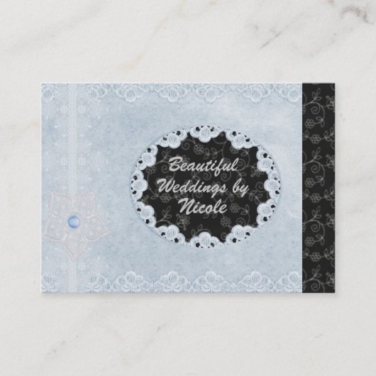 Chic Blue & Black Wedding Pro Visitekaartje (Voorkant)