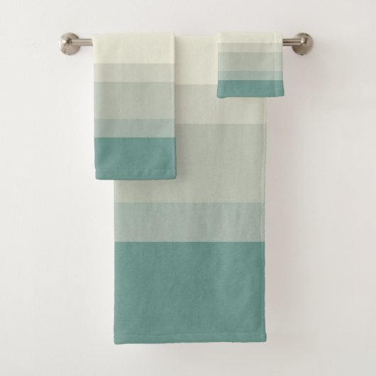 Chic Blue Blauwgroen Green Stripes Designer Ocean  Bad Handdoek (Insitu)