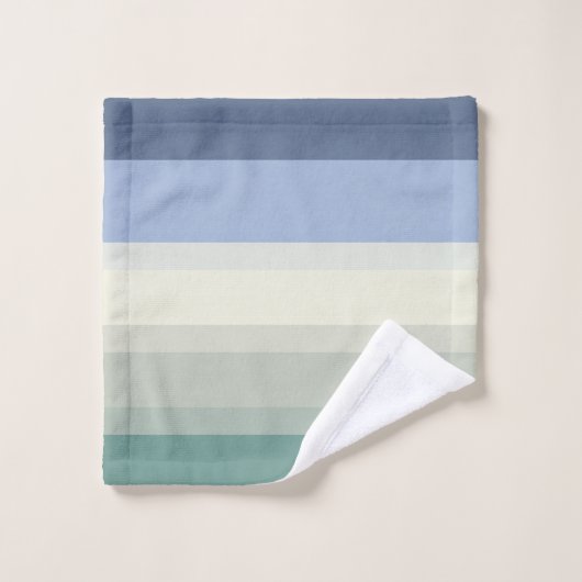 Chic Blue Blauwgroen Green Stripes Designer Ocean  Bad Handdoek (Wasdoekje)