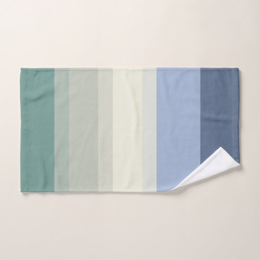 Chic Blue Blauwgroen Green Stripes Designer Ocean  Bad Handdoek (Handdoek)