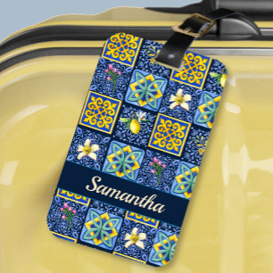 Chic Blue blauwgroen Siciliaanse citrus Mediterraa Bagagelabel