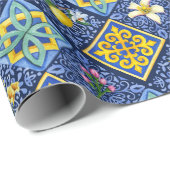 Chic Blue blauwgroen Siciliaanse citrus Mediterraa Cadeaupapier (Rol Hoek)