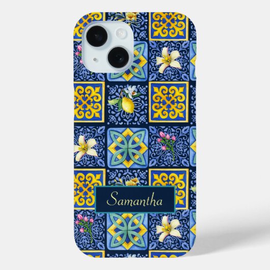 Chic Blue blauwgroen Siciliaanse citrus Mediterraa Case-Mate iPhone Case (Achterkant)