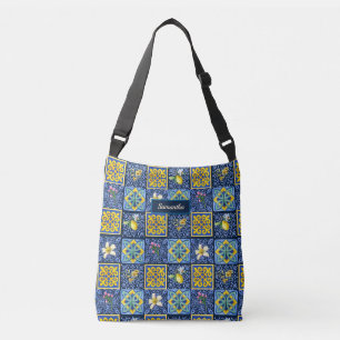 Chic Blue blauwgroen Siciliaanse citrus Mediterraa Crossbody Tas