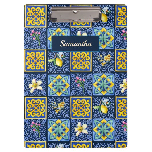 Chic Blue blauwgroen Siciliaanse citrus Mediterraa Klembord (Voorkant)